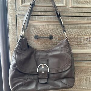 Coach Dark Brown Leather Hobo Bag